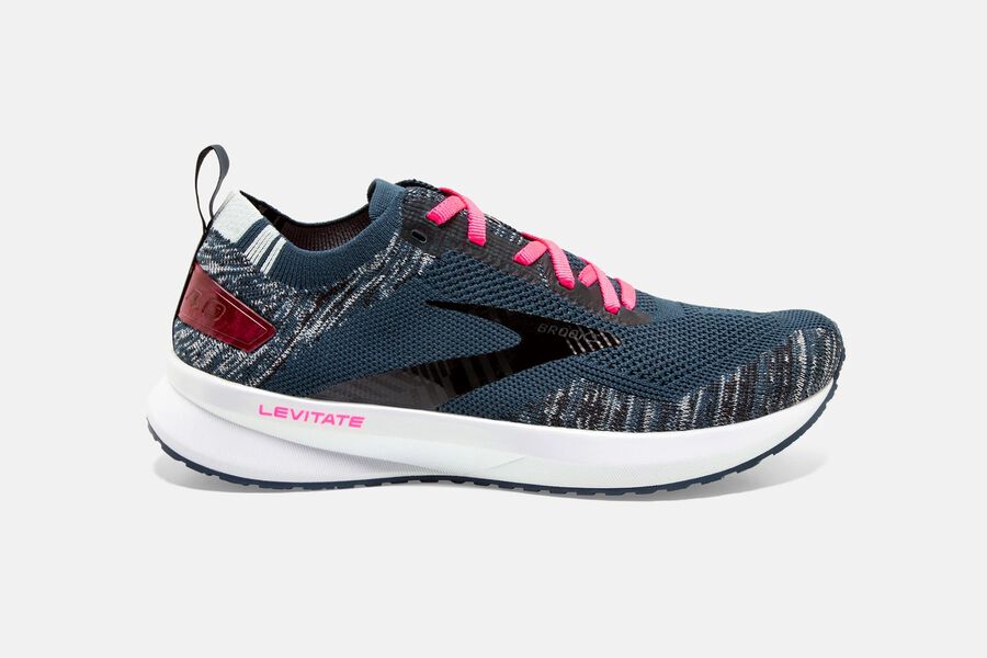 Brooks Running Shoes - Levitate 4 Road Womens - Navy/Black/Pink - DSX-309847